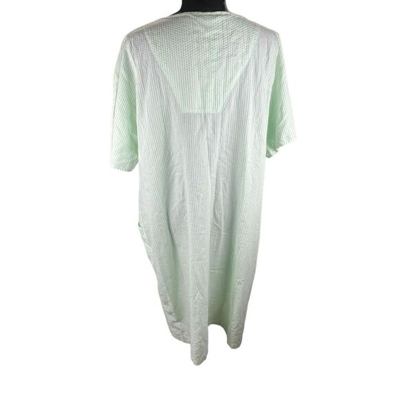 Vintage simply basic green white stripes strawberry collar housecoat MuMu 1x - Picture 3 of 6